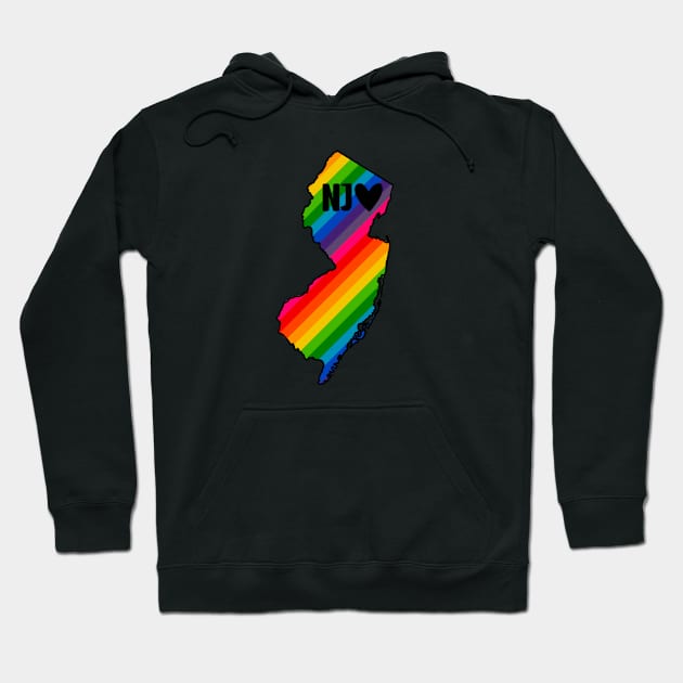 USA States: New Jersey (rainbow) Hoodie by LetsOverThinkIt